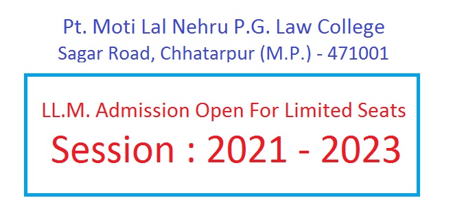 LL.M. admission open for limited seats, Session : 2021-2023